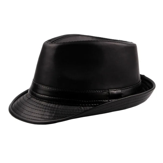 Trilby Hat – Black Faux Leather Urban Style