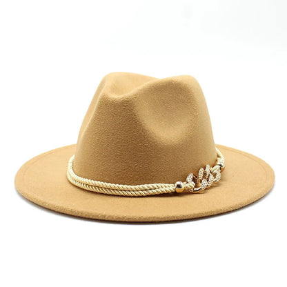 Fedora Hat – Rope Band With Chain Accent