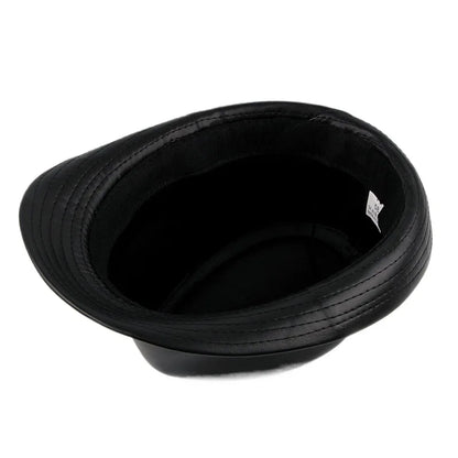 Trilby Hat – Black Faux Leather Urban Style