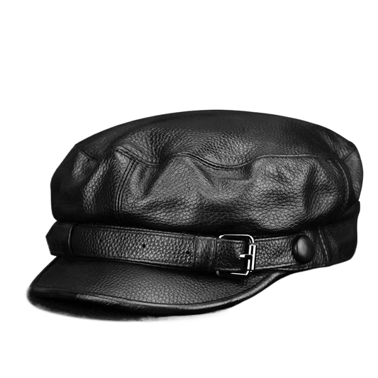 Leather Sailor Cap – Soft Cowhide With Belted Accent