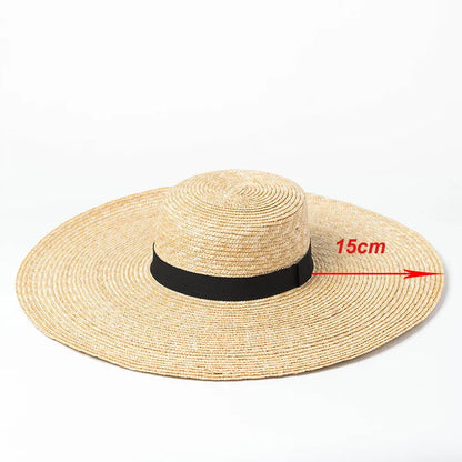 Straw Hat – Extra Wide Brim With Bold Black Band