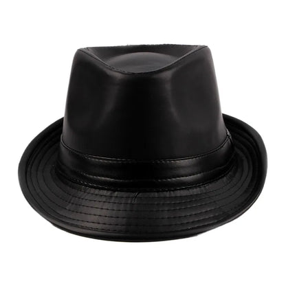 Trilby Hat – Black Faux Leather Urban Style