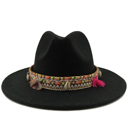 Fedora Hat – Bohemian Shell & Tassel Band