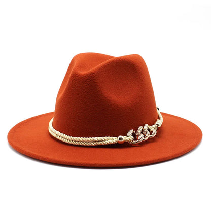 Fedora Hat – Rope Band With Chain Accent