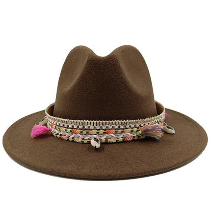 Fedora Hat – Bohemian Shell & Tassel Band