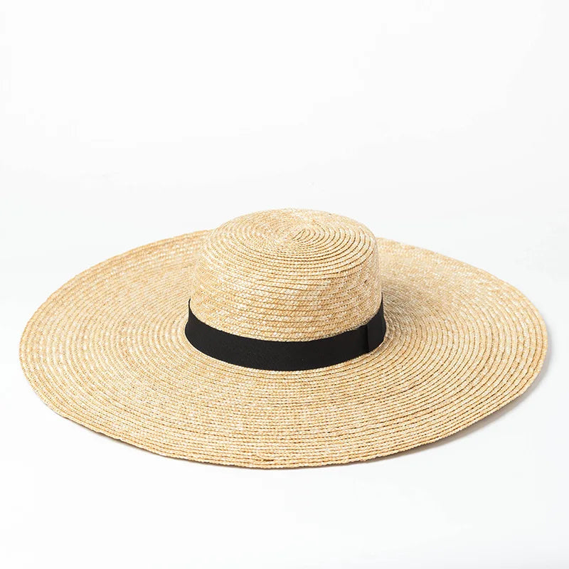 Straw Hat – Extra Wide Brim With Bold Black Band