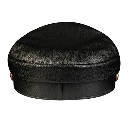 Leather Sailor Cap – Cowhide Badge & Contrast Strap