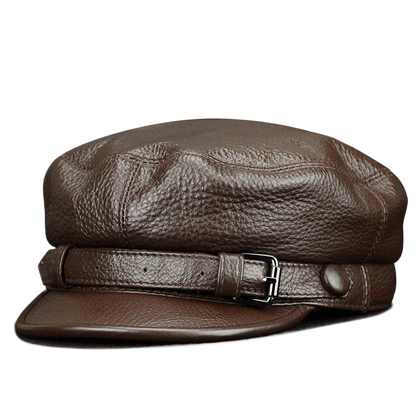 Leather Sailor Cap – Soft Cowhide With Belted Accent