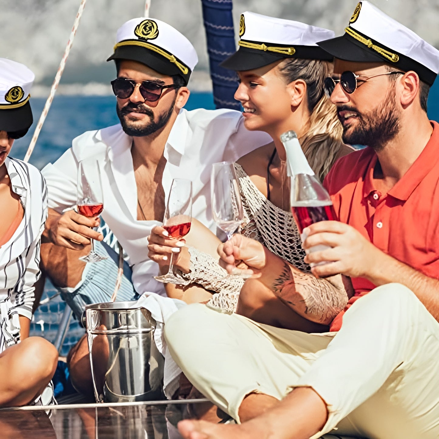 Captain Sailor Cap – Embroidered Crest & Rope Detail