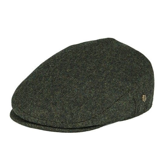 Flat Cap – Herringbone Wool Blend With Vintage Texture