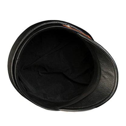 Leather Sailor Cap – Cowhide Badge & Contrast Strap