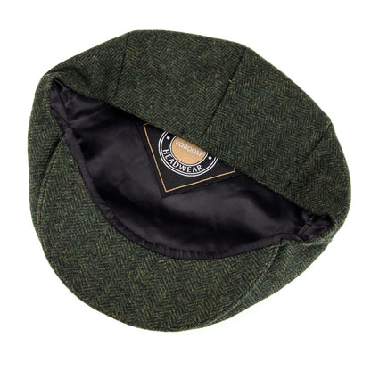 Flat Cap – Herringbone Wool Blend With Vintage Texture
