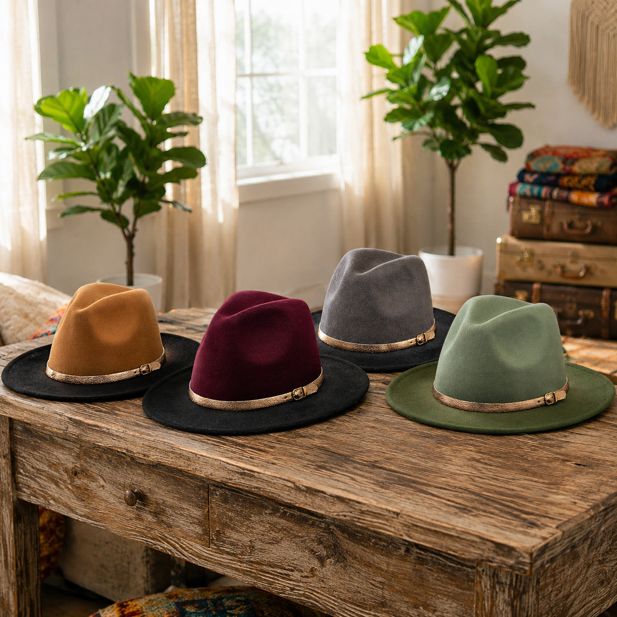 Fedora Hat – Gradient Effect with Gold Belt
