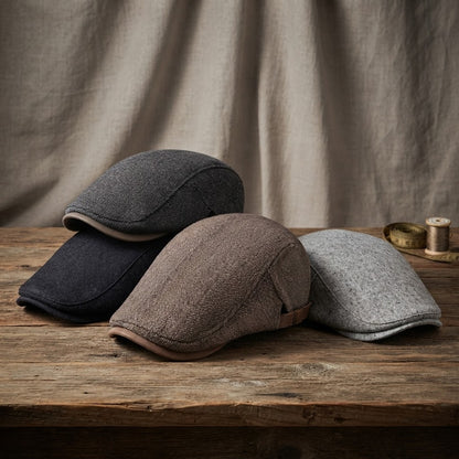 Classic Herringbone Flat Cap – Casual Vintage Look