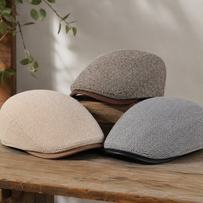 Flat Cap – Men’s Herringbone Cotton Design