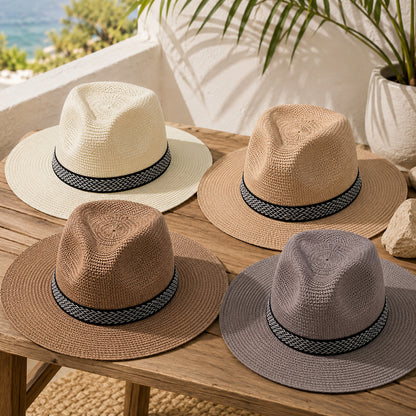 Panama Hat – Classic Wide Brim with Chevron Band