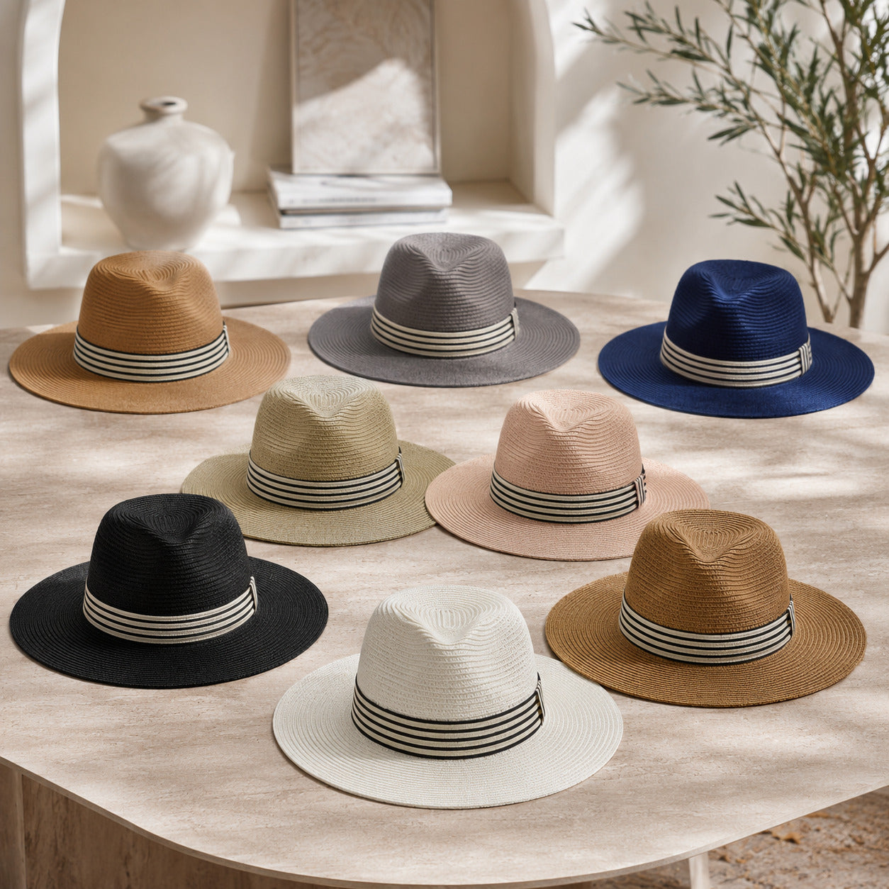 Panama Hat – Striped Band & Clean Structured Finish