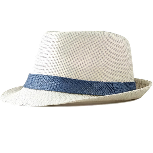 Straw Hat – Trilby Style With Contrasting Band