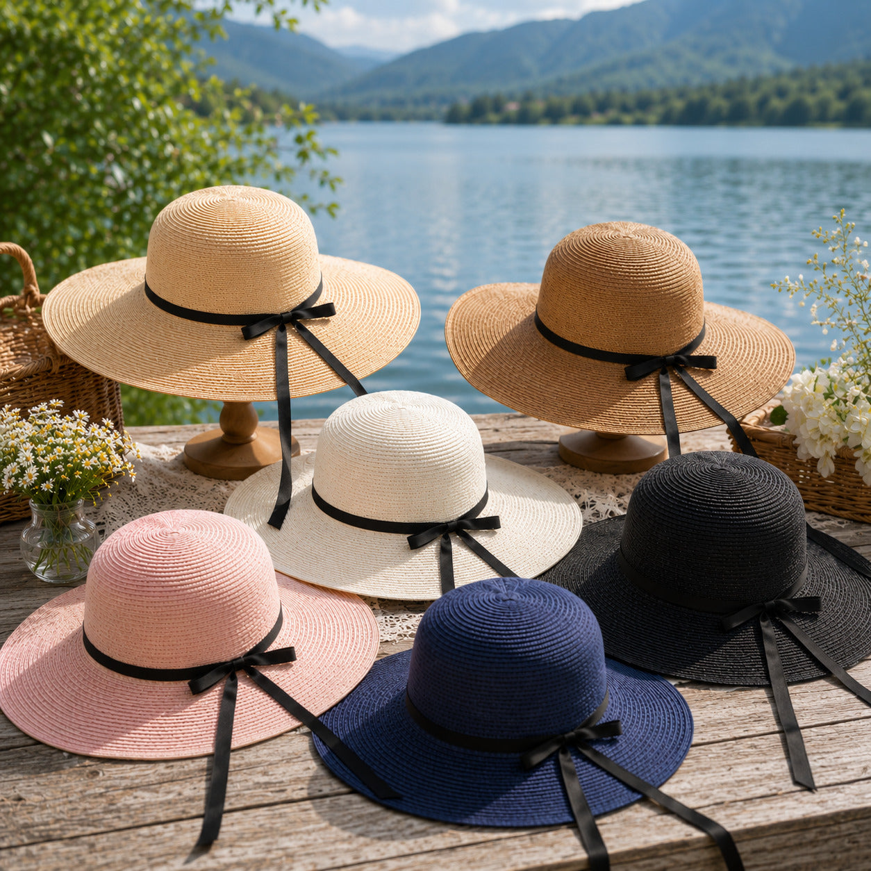 Straw Hat – Wide Brim With Ribbon Bow For Chic Summer Looks