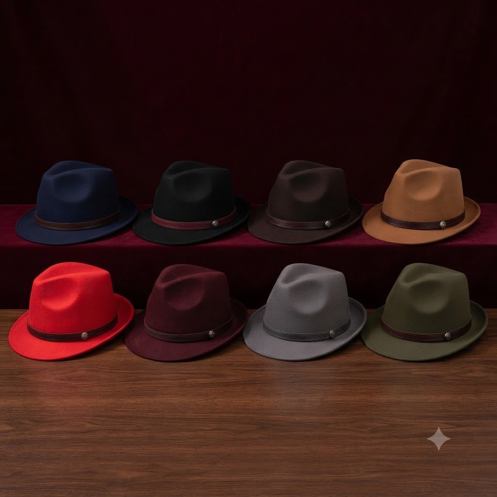 Classic Wool Trilby Hat – Slim Band with Decorative Button
