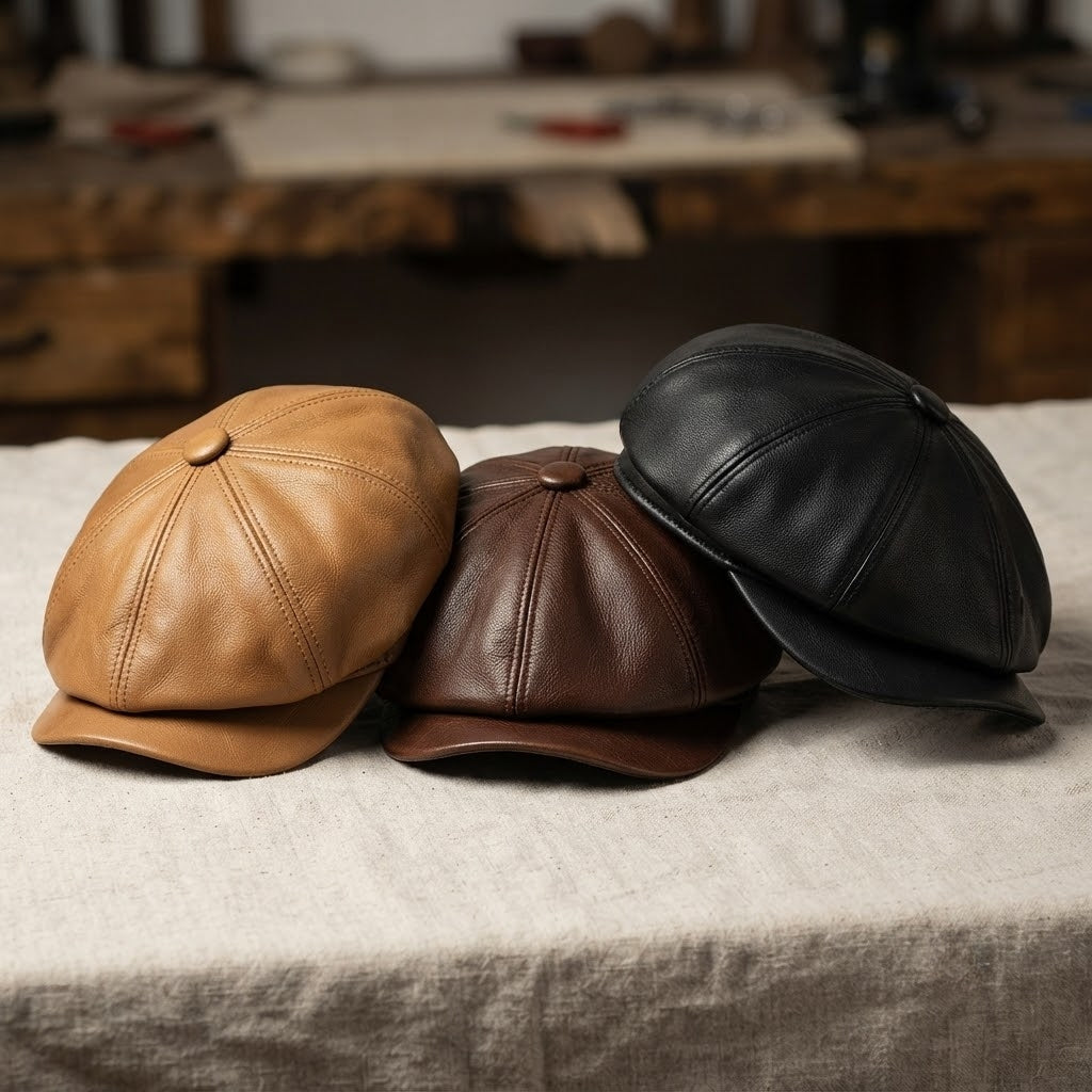 Newsboy Cap – Cowhide Leather With Polished Finish