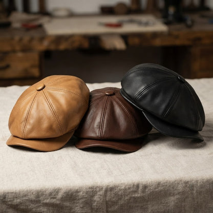 Newsboy Cap – Cowhide Leather With Polished Finish