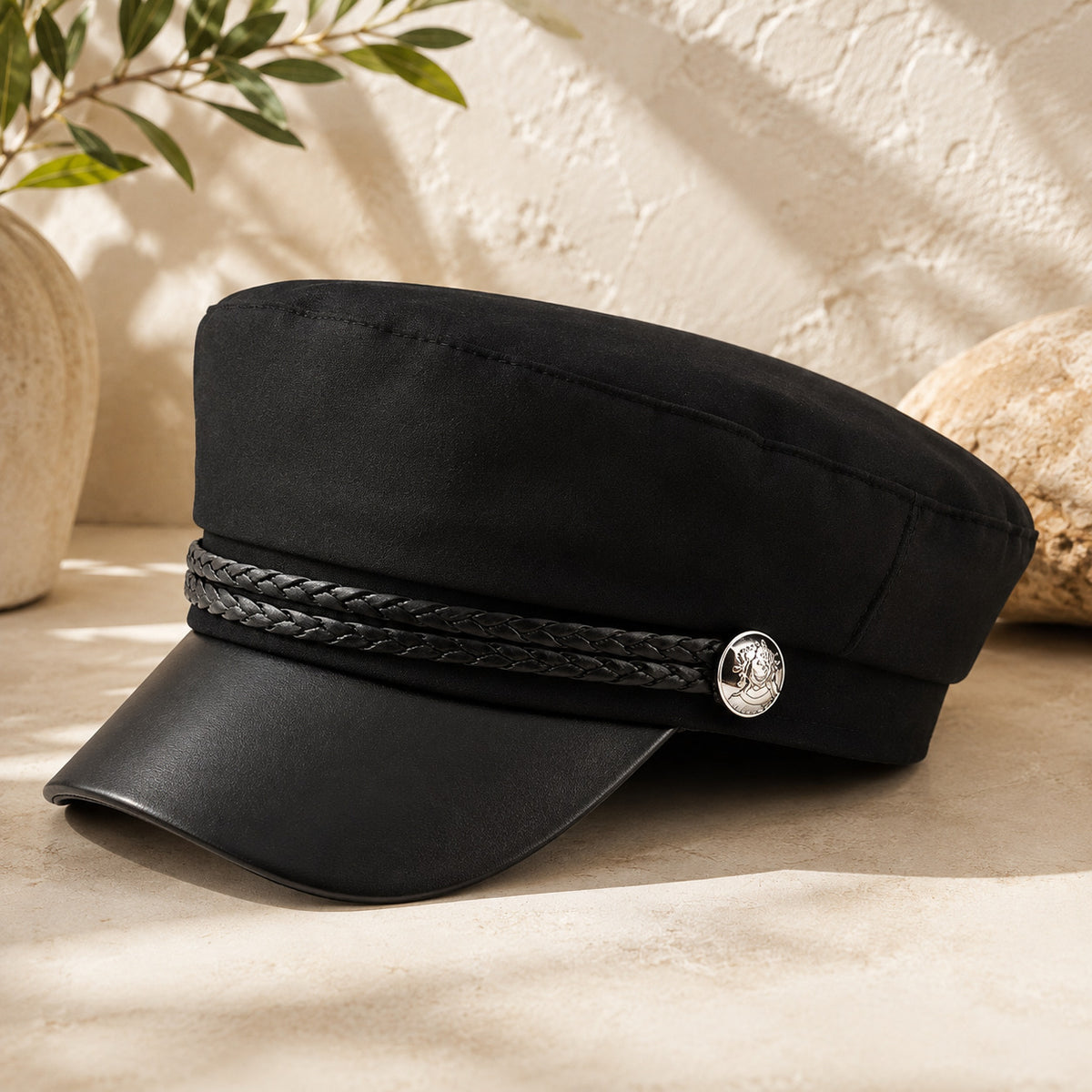 Braided Wool Sailor Cap – Structured Feminine Design With Braided Trim