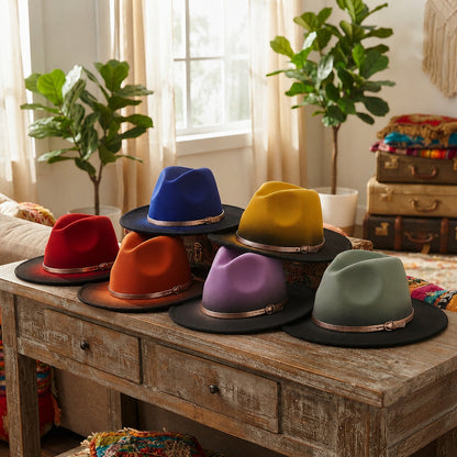 Fedora Hat – Gradient Effect with Gold Belt