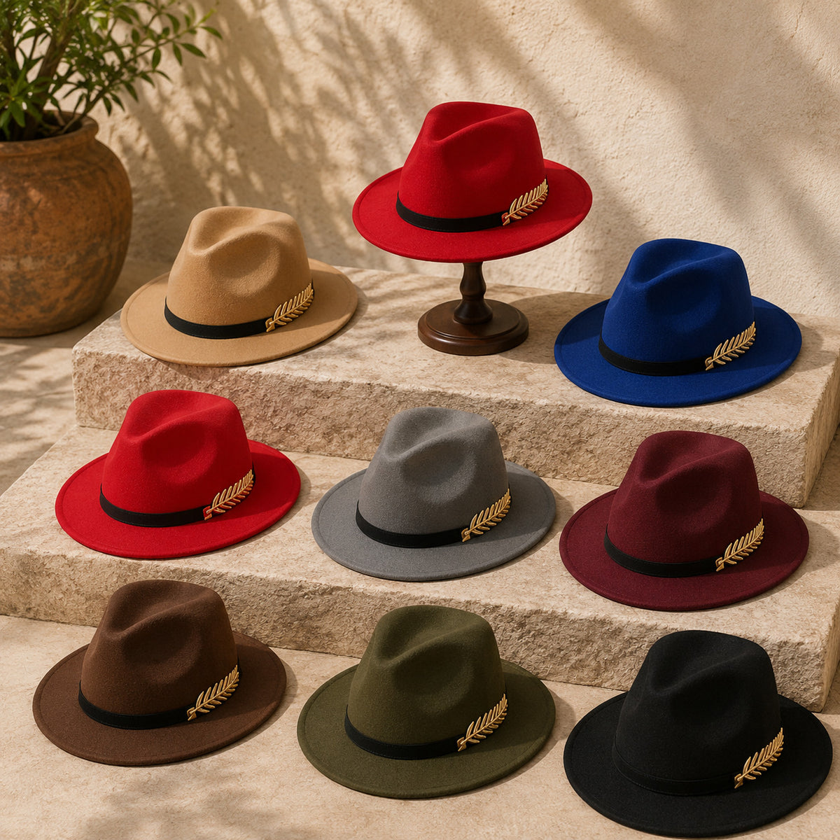Golden Leaf Fedora Hat – Elegant Style with a Distinctive Touch