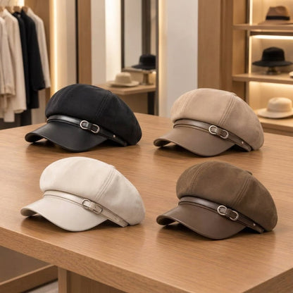Newsboy Cap – Women's Chic Buckle Design