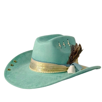 Cowboy Hat – Feather Studded Handmade Punk Style